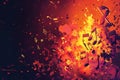 Fire with music notes emerging from the blaze Royalty Free Stock Photo