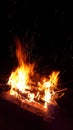 Fire from the fire in nature. sparks from fire. Black background Royalty Free Stock Photo
