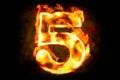 Fire number 5 of burning flame light, 3D Royalty Free Stock Photo