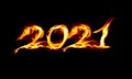 fire numbers 2021 on a black background Royalty Free Stock Photo
