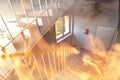 Fire in the office building Royalty Free Stock Photo