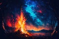Fire oil painting flames, creative digital illustration painting Royalty Free Stock Photo