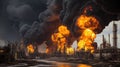 fire oil refinery explosion Royalty Free Stock Photo