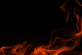 Fire of orange smoke on black background for design. darkness concept Royalty Free Stock Photo