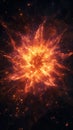 Fire particles bursting in a radial pattern, glowing orange and red embers Royalty Free Stock Photo