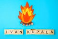 Fire on a pastel background. The symbol of the night of Ivan Kupala.