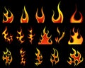 Fire patterns set Royalty Free Stock Photo