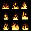 Fire patterns set Royalty Free Stock Photo