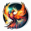 Fire phoenix on white background. AI Generated