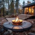 Fire pit in the garden. Image generated by AI Royalty Free Stock Photo