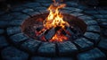 Fire pit with logs Royalty Free Stock Photo