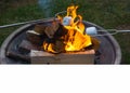 Fire Pit S`mores with White Banner Royalty Free Stock Photo