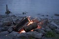 Fire Pit By The Water. Royalty Free Stock Photo