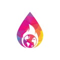 Fire Planet drop shape concept vector logo design