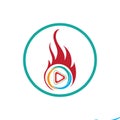 Fire and play button logo design template Royalty Free Stock Photo