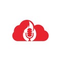 Fire Podcast cloud shape concept logo design template.