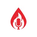 Fire Podcast drop shape concept logo design template. Royalty Free Stock Photo