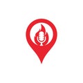 Fire Podcast gps shape concept logo design template.