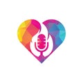 Fire Podcast heart shape concept logo design template.