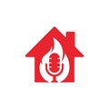 Fire Podcast home shape concept logo design