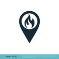 Fire Pointer / Pin Icon Vector Logo Template Illustration Design. Vector EPS 10 Royalty Free Stock Photo