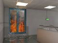 Fire prevention window, 3D Illustration