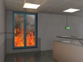 Fire prevention window, 3D Illustration