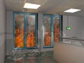 Fire prevention window, 3D Illustration