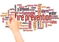 Fire prevention word cloud hand writing concept