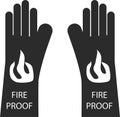 Fire proof icon, Fire extinguishing icon, Fire fighter black vector icon.