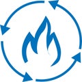 Fire protection icon, Fire extinguishing icon, Fire fighter blue vector icon. Royalty Free Stock Photo