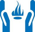 Fire protection icon, Fire extinguishing icon, Fire fighter blue vector icon. Royalty Free Stock Photo