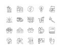 Fire protection line icons, signs, vector set, outline illustration concept Royalty Free Stock Photo