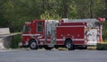Fire pumper truck at intersection Royalty Free Stock Photo