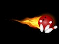 Fire Red bowling ball is making a strike Royalty Free Stock Photo