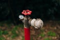 A fire red hydrant in the grass Royalty Free Stock Photo