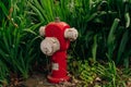 A fire red hydrant in the grass Royalty Free Stock Photo