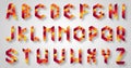 Fire red pattern, Unique geometric letters, vector illustration