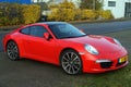 Fire Red Porsche 911 - luxury car Royalty Free Stock Photo