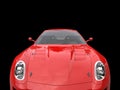 Fire red urban sports car - headlights and hood closeup Royalty Free Stock Photo