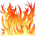 Fire with red and yellow flames on a white background