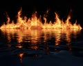 Fire Reflection in Dark Water Royalty Free Stock Photo