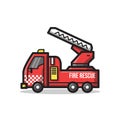 Fire rescue department vehicle in unique minimalist line art illustration