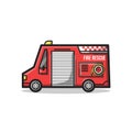 Fire rescue department vehicle in unique minimalist line art illustration premium vector