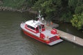 Fire and rescue boat at dock Royalty Free Stock Photo