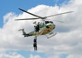 Fire rescue helicopter conducting training Royalty Free Stock Photo