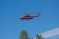 The fire, rescue helicopter over the city Royalty Free Stock Photo