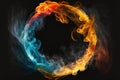 Fire ring burning frame orange red flame blue fume Royalty Free Stock Photo