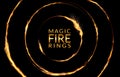 Fire rings. Hell concentric circle borders. Burn circular frame. Spark flame disks. Ignite hot dark banner design. Magic