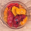 Fire roasted yellow and red peppers